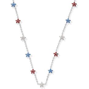 Kendra Scott Womens Sierra Star Crystal Strand Necklace Silver Red White Blue Mix One Size One Size