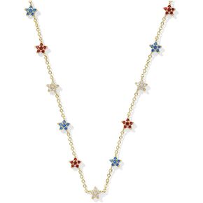 Kendra Scott Womens Sierra Star Crystal Strand Necklace Gold Red White Blue Mix One Size One Size