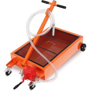 Oil Drain Pan, 20 Gallon Low Profile Oil Drain Pan with Electric Pump,76L Oil Change Pan with 8.2ft Hose & Folding Handle, Rolling Oil Drain Cart for Car, SUV, Trucks Oil Draining