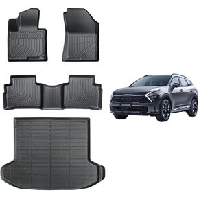 TPE All-Weather Floor Mats Liner for 2023-2025 Kia Sportage Associory | نوبة مخصصة لـ EX ، LX ، SX Prestige ، X-Pro ، X-Line (البنزين) ، الحصير الثقيلة ، غير المنقولة ، السوداء الداخلية