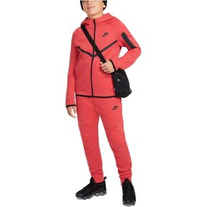 Nike Sportswear Tech Fleece Big Kids' Full-Zip Hoodie (HV5867-672, Light University Red Heather/Light University Red)
