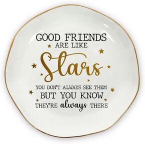 OASSIE Friendship Gifts for Women Friends - Decorative Trinket Dish 4"x4" Ceramic Jewelry Dish Tray - Mothers Day Birthday Gifts for Friends Women Friendship Bestie BFF Sister