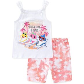 Nickelodeon Baby Shark Girls 2-Piece Tank Top and Bike Shorts Set for Toddlers