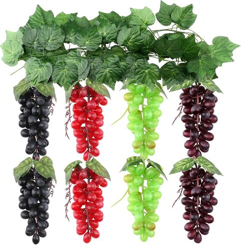 Artificial Grapes 6 Bunches with 3 Strands Fake Grape Vines Hanging Plant Leaves for Wedding Garden Home Party Wine Rack Decor in Saudi Arabia