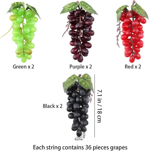 Artificial Grapes 6 Bunches with 3 Strands Fake Grape Vines Hanging Plant Leaves for Wedding Garden Home Party Wine Rack Decor in Saudi Arabia
