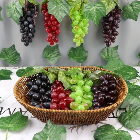 Artificial Grapes 6 Bunches with 3 Strands Fake Grape Vines Hanging Plant Leaves for Wedding Garden Home Party Wine Rack Decor in Saudi Arabia