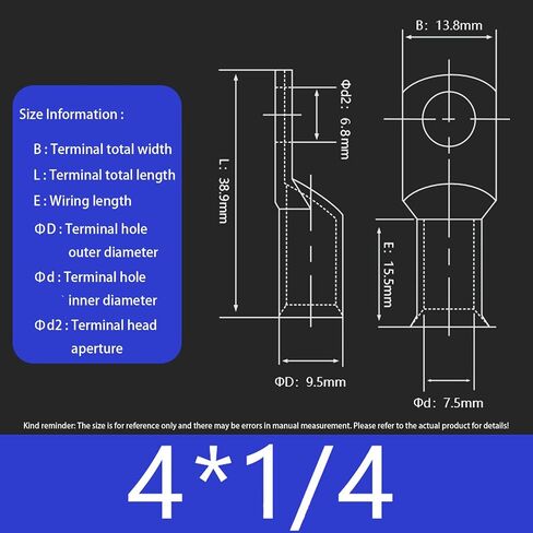 10PCS 4 AWG-1/4 Heavy Duty Battery Lugs with 3:1 Heat Shrink Tubing, Ring Terminals Battery Cable Ends Copper Eyelets Connectors in Saudi Arabia