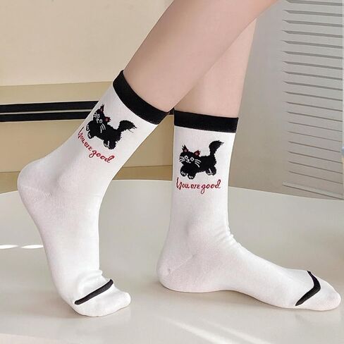 FGZ Womens Crew Socks Breathable Cotton Soft Casual Mid-Calf for Girls,5 Pairs in Saudi Arabia