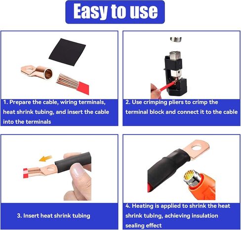 10PCS 4 AWG-1/4 Heavy Duty Battery Lugs with 3:1 Heat Shrink Tubing, Ring Terminals Battery Cable Ends Copper Eyelets Connectors in Saudi Arabia