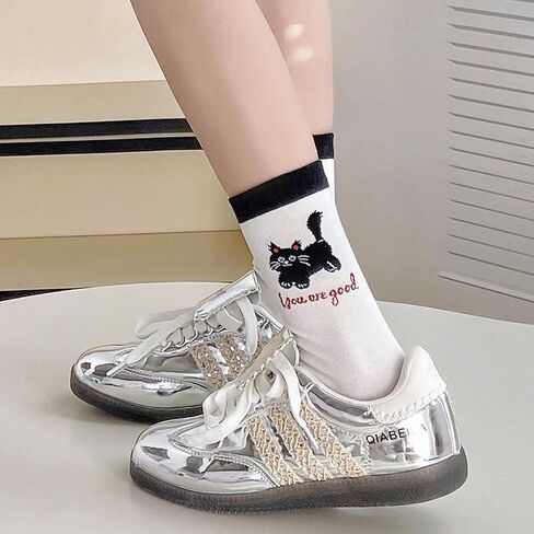 FGZ Womens Crew Socks Breathable Cotton Soft Casual Mid-Calf for Girls,5 Pairs in Saudi Arabia