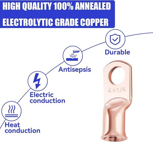 10PCS 4 AWG-1/4 Heavy Duty Battery Lugs with 3:1 Heat Shrink Tubing, Ring Terminals Battery Cable Ends Copper Eyelets Connectors in Saudi Arabia