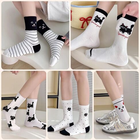 FGZ Womens Crew Socks Breathable Cotton Soft Casual Mid-Calf for Girls,5 Pairs in Saudi Arabia