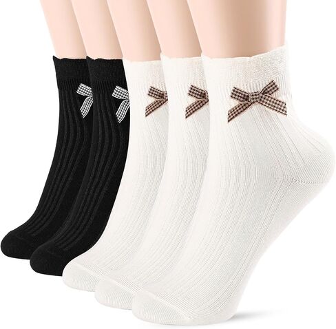 FGZ Womens Crew Socks Breathable Cotton Soft Casual Mid-Calf for Girls,5 Pairs in Saudi Arabia