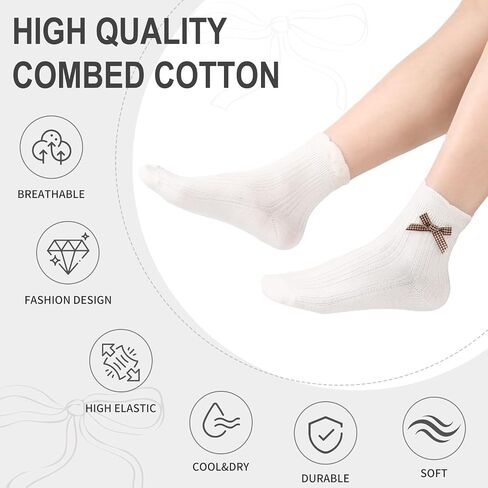 FGZ Womens Crew Socks Breathable Cotton Soft Casual Mid-Calf for Girls,5 Pairs in Saudi Arabia