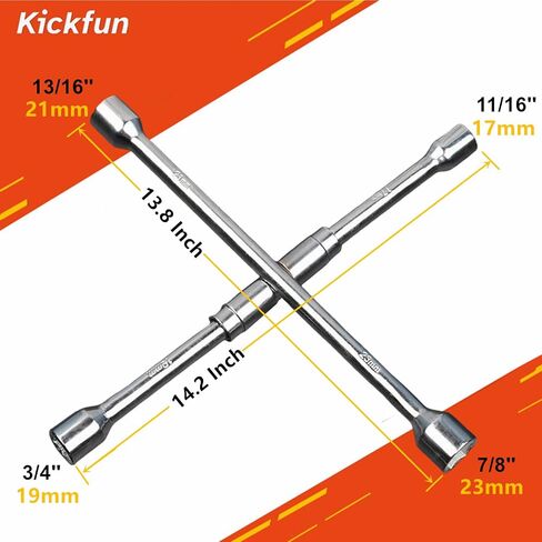 Universal Lug Wrench Wheel Wrench (17mm, 19mm, 21mm & 23mm) Wheel Brace for Car Wheel Nut Wrench Labor Saving Removel Tyre Wrench (20'') in Saudi Arabia