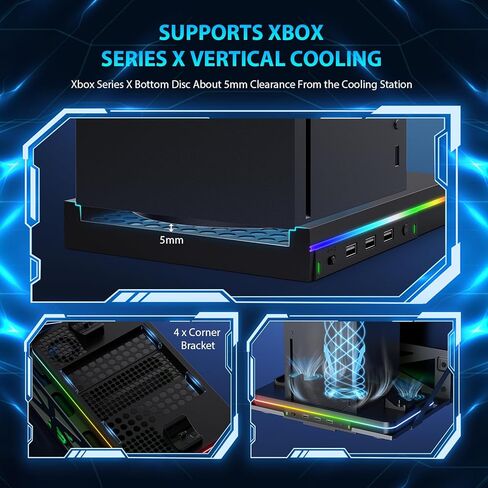 Cooling Charging Stand for Xbox Series X/S with 2 Headset Stand, Luckit Vertical Dual Controller Charger Station Dock Accessories with Cooling Fan, Fast Charging Station with 3 HUB USB Ports in Kuwait
