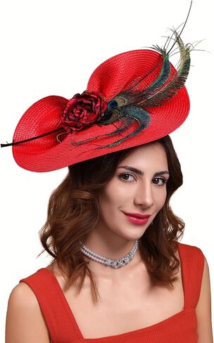 Cizoe Fascinators for Women Kentucky Derby Headpiece Tea Party Hats with Veil Wedding Headware Bridal Headpiece in Kuwait