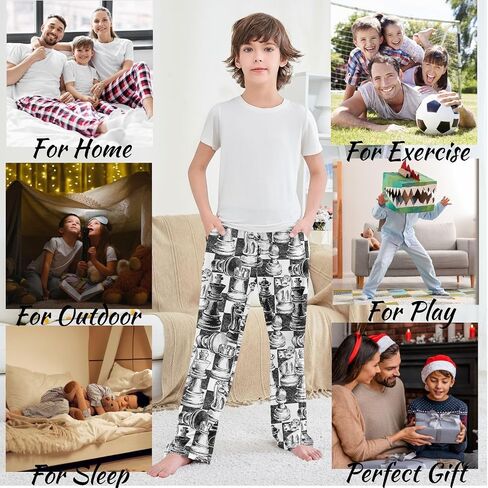 visesunny Boys' Pants Cute Pattern Lounge Pants Elastic Waist Jogger Trousers with Tow Pockets Size S-XL in Saudi Arabia