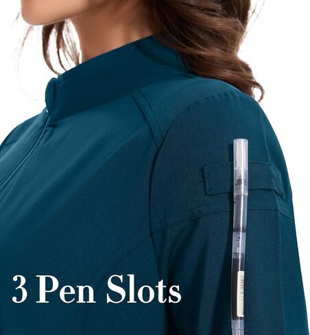 AMPOSH Women’s Scrub Jacket with Full Zip, Elastic Cuffs & 2 Deep Pockets in Kuwait