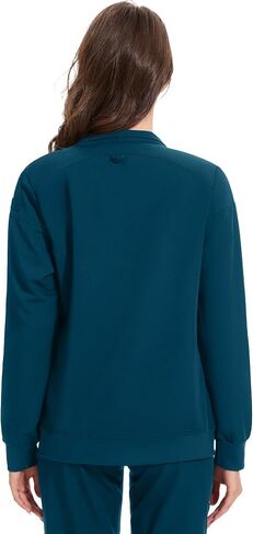 AMPOSH Women’s Scrub Jacket with Full Zip, Elastic Cuffs & 2 Deep Pockets in Kuwait