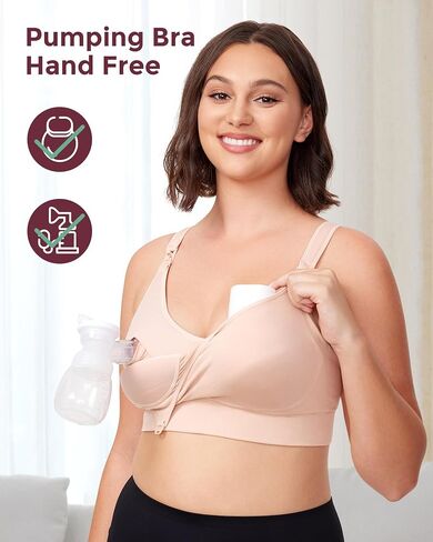 Momcozy Pumping Bra Hands Free, All-in-One Nursing Bras for Breastfeeding & Pumping, Fixed Padding for Enhanced Shape in Saudi Arabia