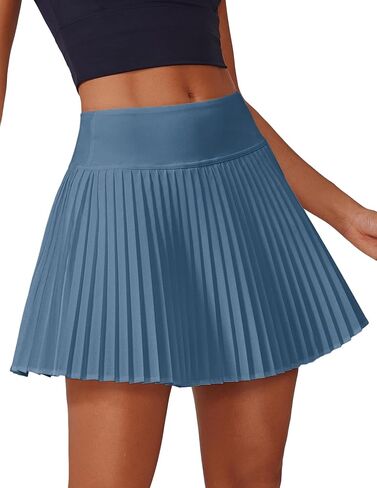 PINSPARK Pleated Tennis Skirt for Women High Waisted Athletic Skirts with Shorts Pockets Golf Workout Pickleball Skort Skirts in Kuwait
