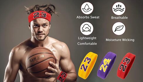 Basketball Wristbands Sweatbands Kit Sweat Bands Sweat Absorbing Head Band for Party Accessories in Saudi Arabia