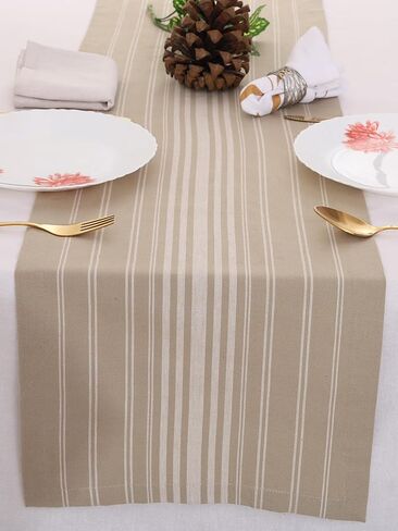 Yourtablecloth Rustic Striped Table Runner – French Nautical Style – Available in Two Sizes – Minimalistic & Chic Table Décor. Blue Striped, 14 x 72 in Kuwait