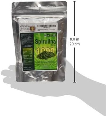 Sunlit Best - USDA Organic Spirulina Tablet - Natural Super Greens Supplements for Immune Support, Gut Health & Boost Energy Tablets with Chlorophyll, Vegan & High Protein Non GMO, 1000 Superfood Tabs in Kuwait