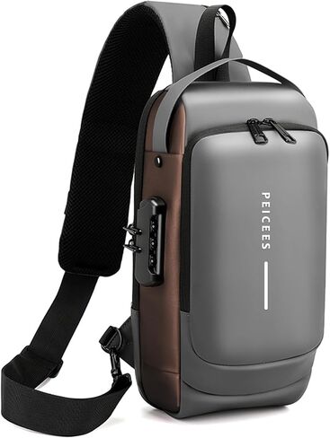 Peiceses Mens Crossbody Bag Bags Facs Mens Mens Late-Leather Leather Blage Bag Bag Bag Counter Bag for Use Daily ، Black Black in Kuwait