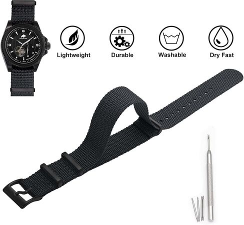 BISONSTRAP Nylon Watch Bands for Men, One-Piece Military Watch Straps, 18mm 20mm 22mm in Saudi Arabia