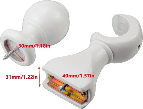 Antrader 2Pcs Finials for Curtain Rods and 2Pcs Wood Curtain Rod Brackets,Wood Curtain Rod Finials and Window Curtain Hooks for Curtain Rod,White in Saudi Arabia