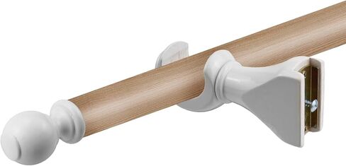 Antrader 2Pcs Finials for Curtain Rods and 2Pcs Wood Curtain Rod Brackets,Wood Curtain Rod Finials and Window Curtain Hooks for Curtain Rod,White in Saudi Arabia