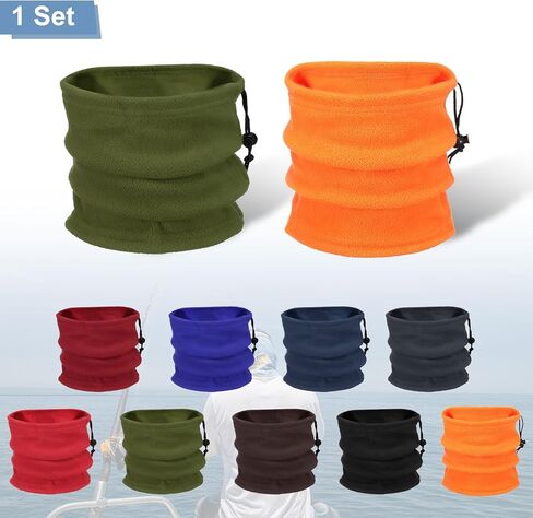 HARFINGTON Neck Warmer Winter Face Mask Winter Single Layer Fleece Neck Gaiter Windproof Scarf with Drawstring in Kuwait