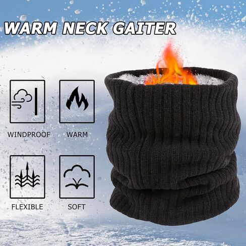 3 Pack Winter Neck Warmer & Ski Mask for Men Women Thermal Warm Fleece Face Mask Neck Gaiter Scarf Gift in Kuwait