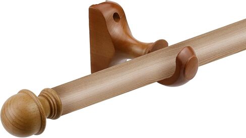Antrader 2Pcs Finials for Curtain Rods and 2Pcs Wood Curtain Rod Brackets,Wood Curtain Rod Finials and Window Curtain Hooks for Curtain Rod,White in Saudi Arabia
