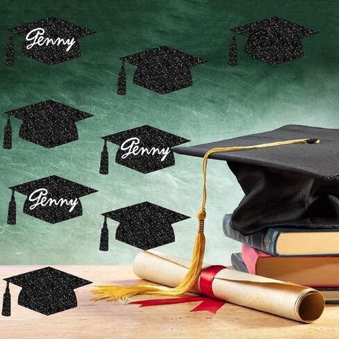 50Pcs Glitter Cutouts Graduation Cap 5.7In Grad Hat Cutouts Decorations Confetti Cut-Outs Decor with 150Pcs Glue Points for 2025 Graduation Party Decorations in Saudi Arabia