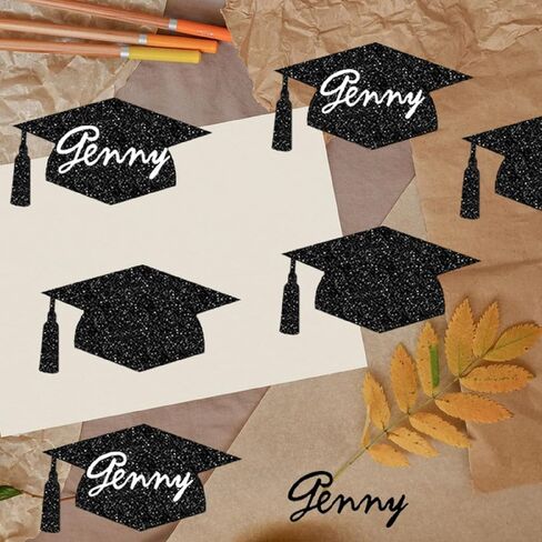 50Pcs Glitter Cutouts Graduation Cap 5.7In Grad Hat Cutouts Decorations Confetti Cut-Outs Decor with 150Pcs Glue Points for 2025 Graduation Party Decorations in Saudi Arabia