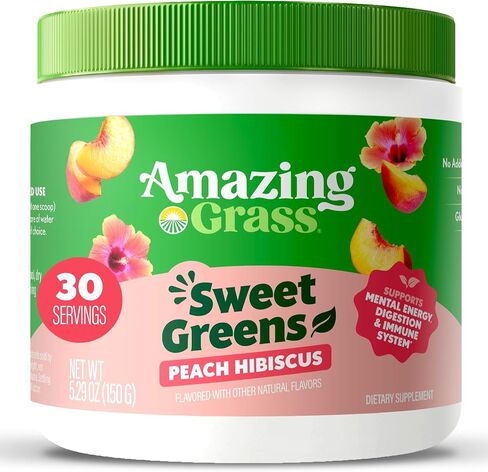 Amazing Grass Sweet Greens and Superfoods Powder for Digestive Health, Greens Powder, Digestive Enzymes, Probiotics, Spirulina, Chlorella, Summer Berry, 30 Servings in Saudi Arabia