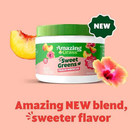 Amazing Grass Sweet Greens and Superfoods Powder for Digestive Health, Greens Powder, Digestive Enzymes, Probiotics, Spirulina, Chlorella, Summer Berry, 30 Servings in Saudi Arabia