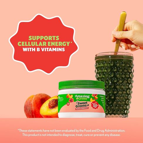 Amazing Grass Sweet Greens and Superfoods Powder for Digestive Health, Greens Powder, Digestive Enzymes, Probiotics, Spirulina, Chlorella, Summer Berry, 30 Servings in Saudi Arabia