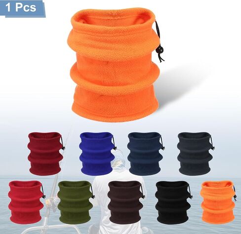 HARFINGTON Neck Warmer Winter Face Mask Winter Double Layer Fleece Neck Gaiter Windproof Scarf with Drawstring for Men Women in Kuwait