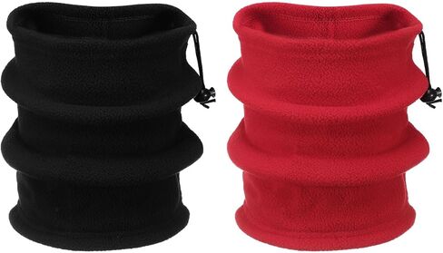 HARFINGTON Neck Warmer Winter Face Masks Winter Double Layer Fleece Neck Gaiter Windproof Scarf with Drawstring for Men Women Outdoor Ski in Kuwait