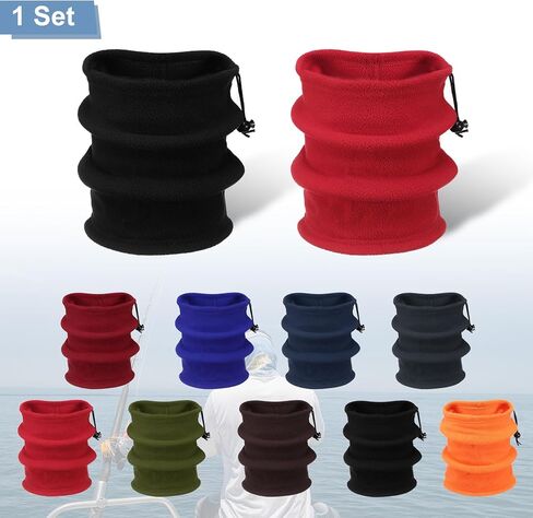 HARFINGTON Neck Warmer Winter Face Masks Winter Double Layer Fleece Neck Gaiter Windproof Scarf with Drawstring for Men Women Outdoor Ski in Kuwait