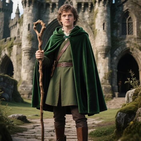 L'VOW Medieval Hobbit Cloak Renaissance Elf Hooded Cape Lord of The Rings Velvet Green Cloak with Hood in Saudi Arabia