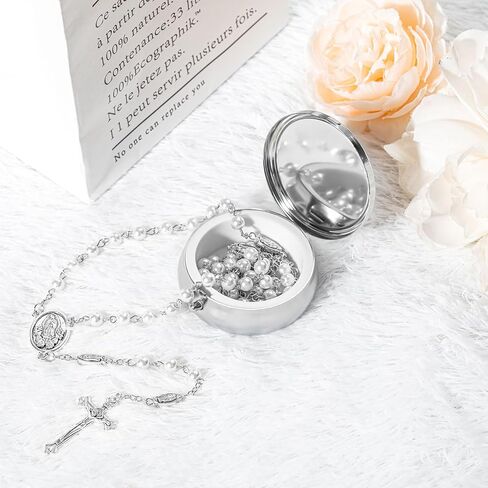 Jadive 12 Sets Catholic Rosary Necklace 6mm Glass Pearl Beaded Necklace with Metal Gift Box for Women Men Prayer Gift in Saudi Arabia