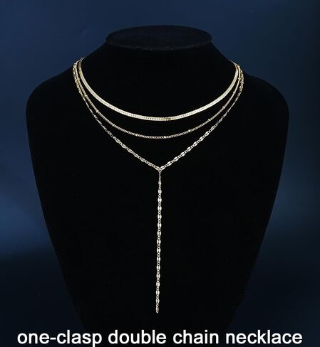 iF YOU Lariat Gold Long Necklaces for Women Trendy, Dainty 14K Gold Plated Drop Chain Necklace, Layered Rosary Beaded Y Necklaces Simple Fashion Jewelry Gifts in Kuwait