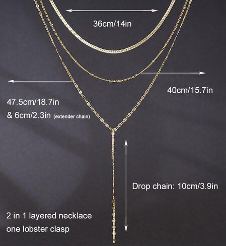iF YOU Lariat Gold Long Necklaces for Women Trendy, Dainty 14K Gold Plated Drop Chain Necklace, Layered Rosary Beaded Y Necklaces Simple Fashion Jewelry Gifts in Kuwait