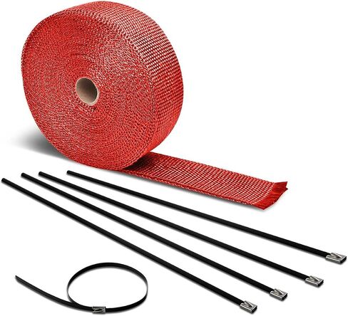 Auto Dynasty 10m Red Exhaust Heat Wrap+12 inches Long 5mm Width - Black Zip Tie in Saudi Arabia