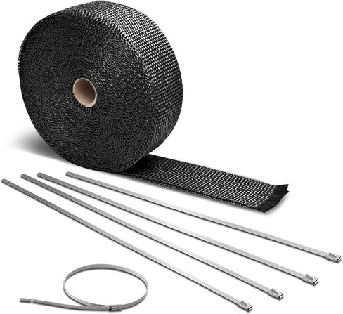 Auto Dynasty 10m Red Exhaust Heat Wrap+12 inches Long 5mm Width - Black Zip Tie in Kuwait